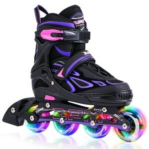 2PM SPORTS Vinal Girls Adjustable Inline Skates with Light up Wheels Beginner